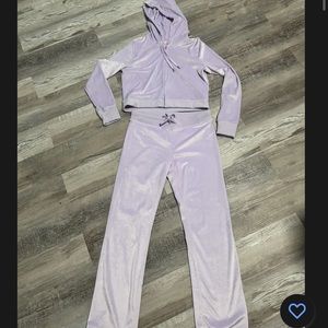 Aerie velour tracksuit zip up hoodie is a large and jogger is a Medium